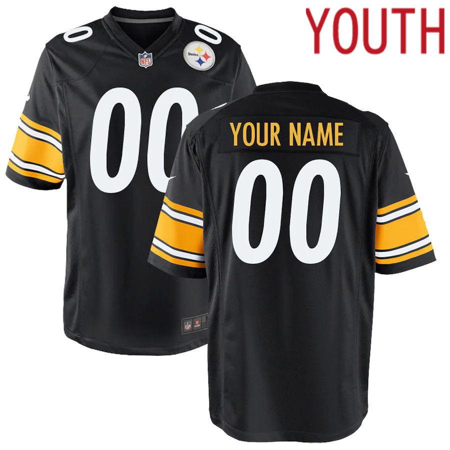 Youth Pittsburgh Steelers Nike Black Custom Game NFL Jersey->youth nfl jersey->Youth Jersey
